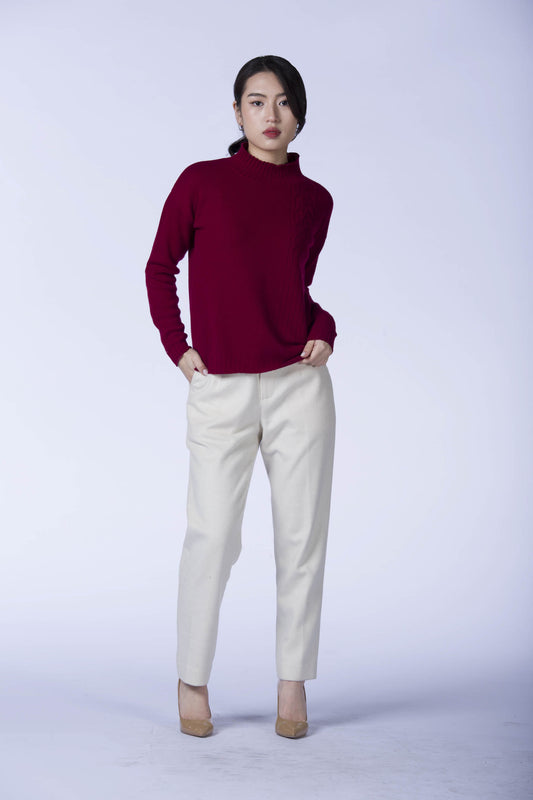 Mock Neck Cable Sweater